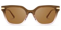 Natala - Rectangle Brown Sunglasses | Vooglam Angle View