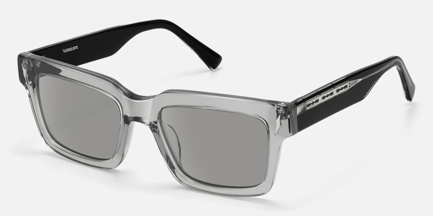 Razor - Rectangle Silver Sunglasses | Vooglam Front View