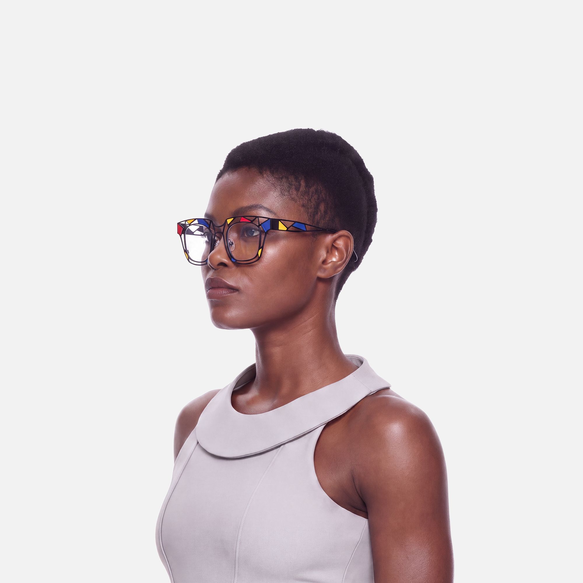 Mondrian - Art Inspired Square Glasses | Vooglam On Model 3