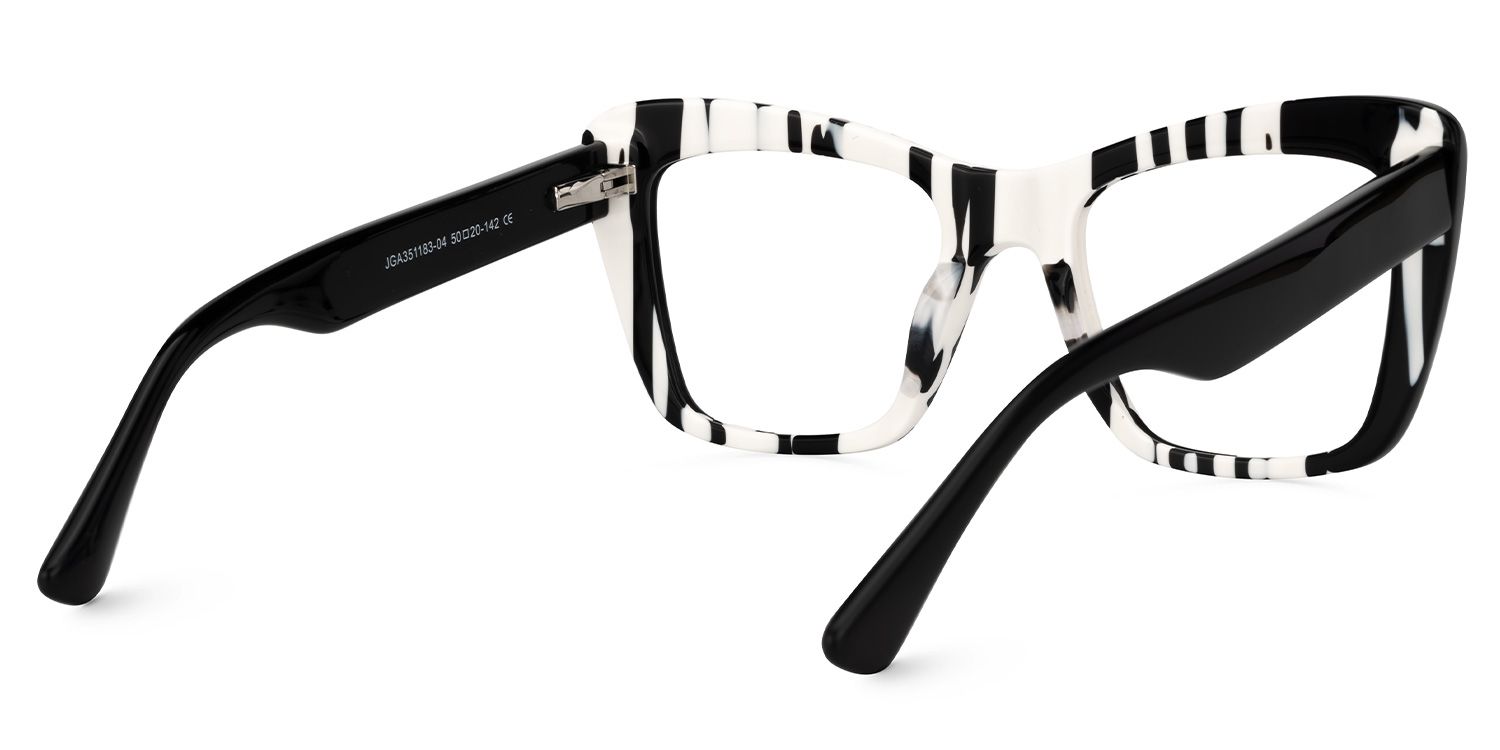 Dewanna - Rectangle Black/White Eyeglasses | Vooglam Side View