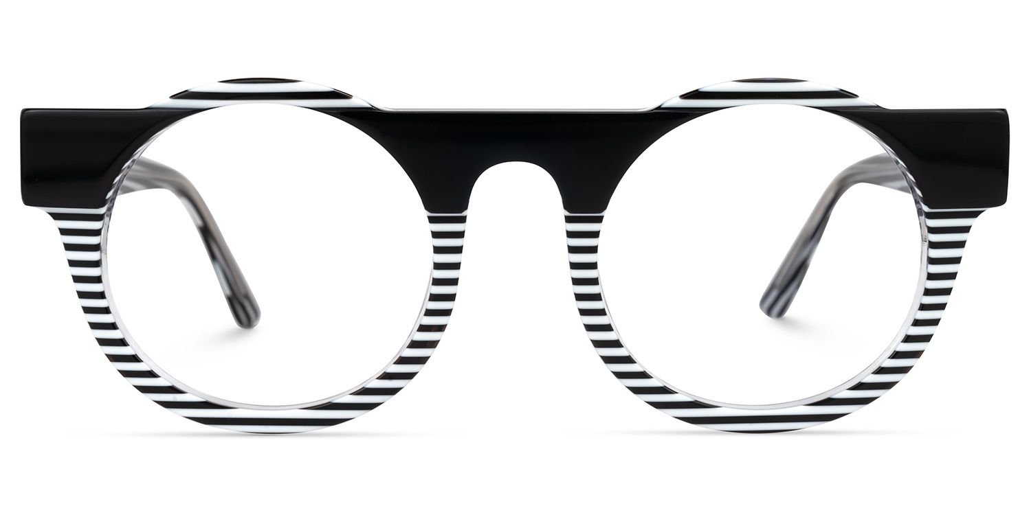 Egon - Round Black/White Eyeglasses | Vooglam Angle View