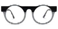 Egon - Round Black/White Eyeglasses | Vooglam Angle View