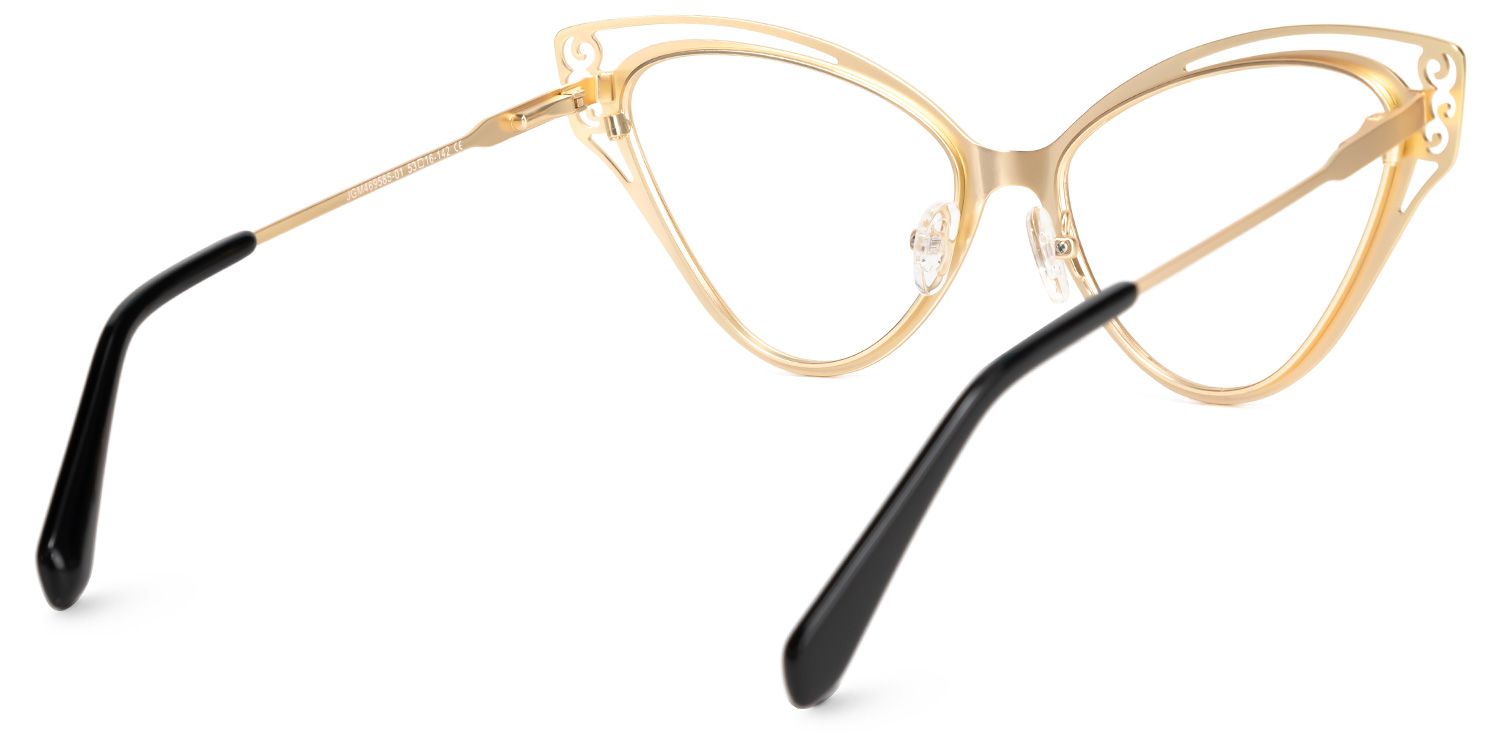 Calbhach - Cat Eye Gold Eyeglasses | Vooglam Side View
