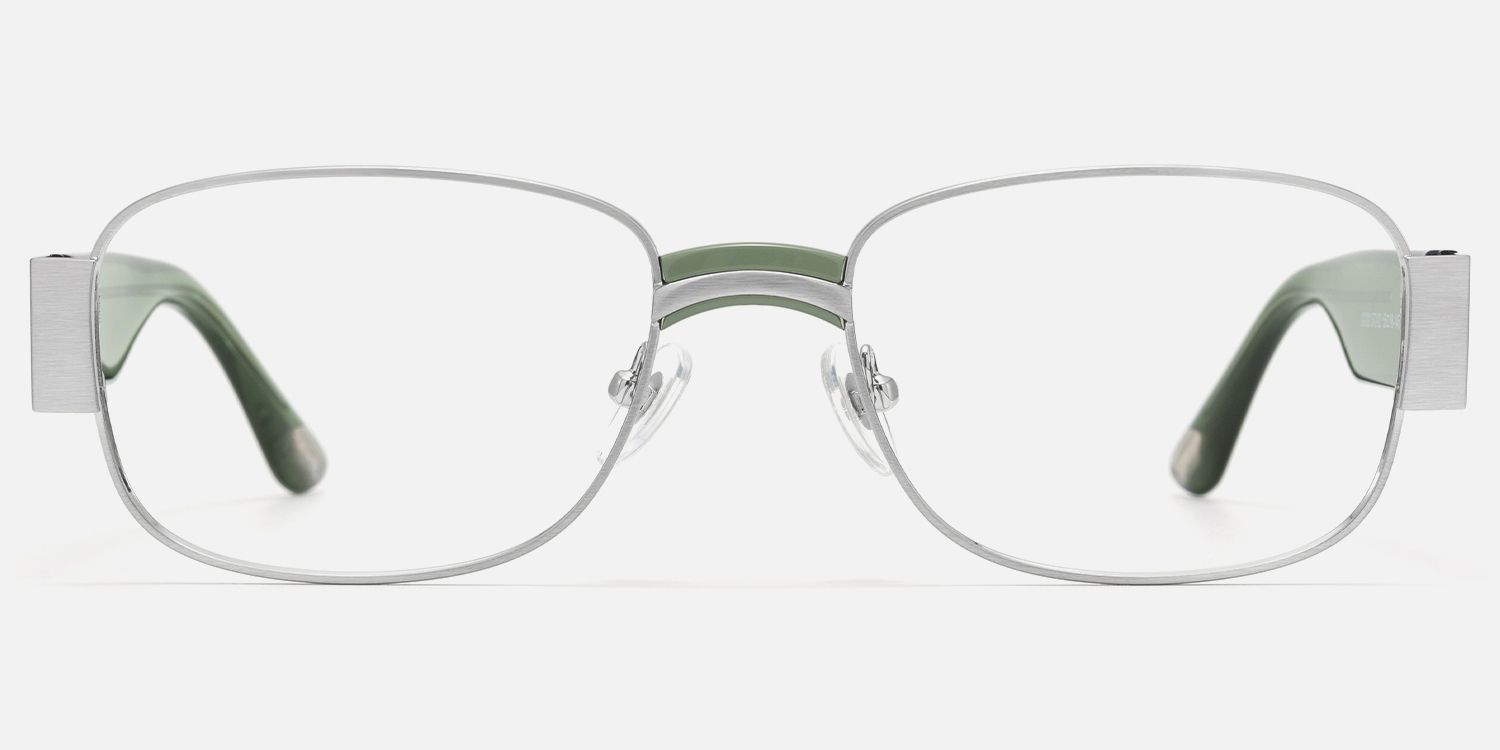 Nyame - Rectangle Silver Eyeglasses | Vooglam Angle View