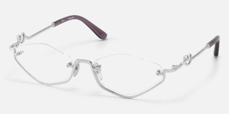 Niseko - Silver Diamond Shape Bottom Rim Glasses | Vooglam