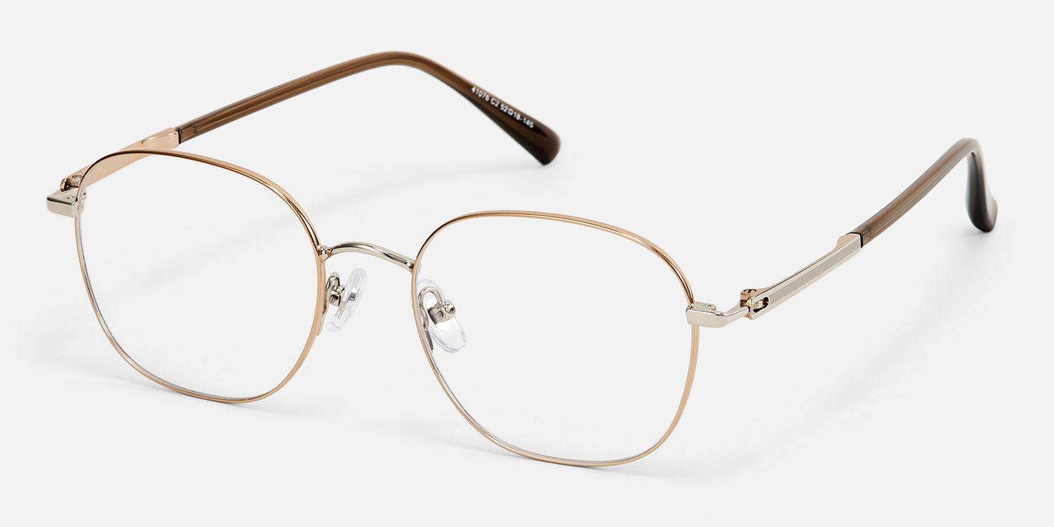 Luxe - Round Gold Eyeglasses | Vooglam Front View