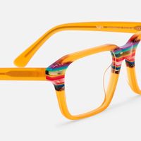 Nanda - Square Orange Eyeglasses | Vooglam Design Details