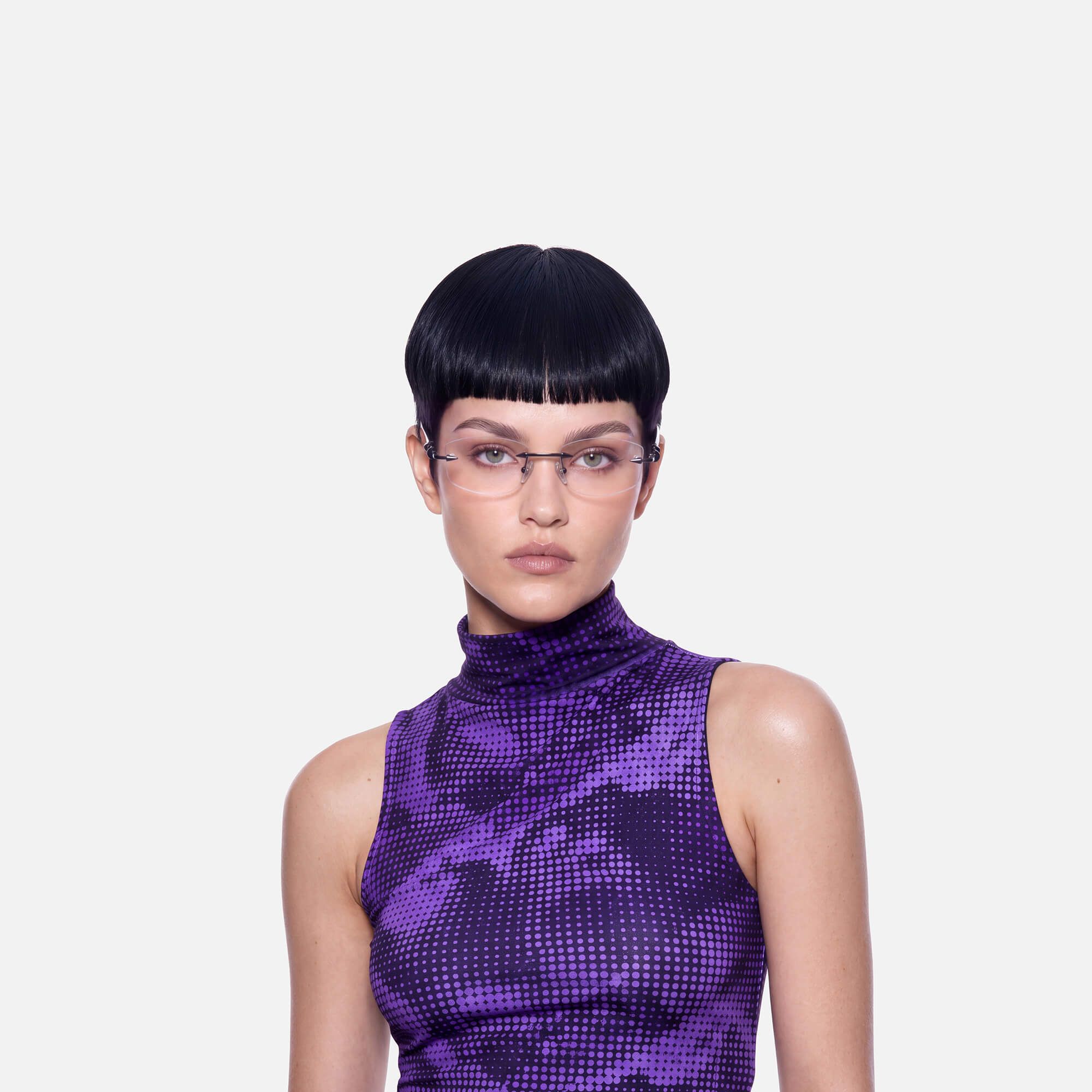 Fracture - Ultralight Frameless Black Glasses by Vooglam - On Model