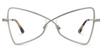 Ebba - Butterfly Silver Eyeglasses | Vooglam Angle View