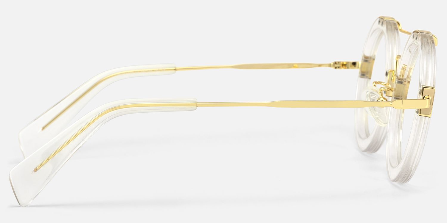 Perkins - Clear Round Retro Aviator Frame Glasses product detail 3