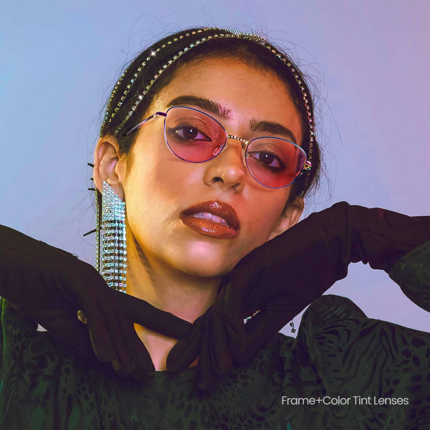 Starlette - Cat Eye Multicolor Eyeglasses | Vooglam On Model