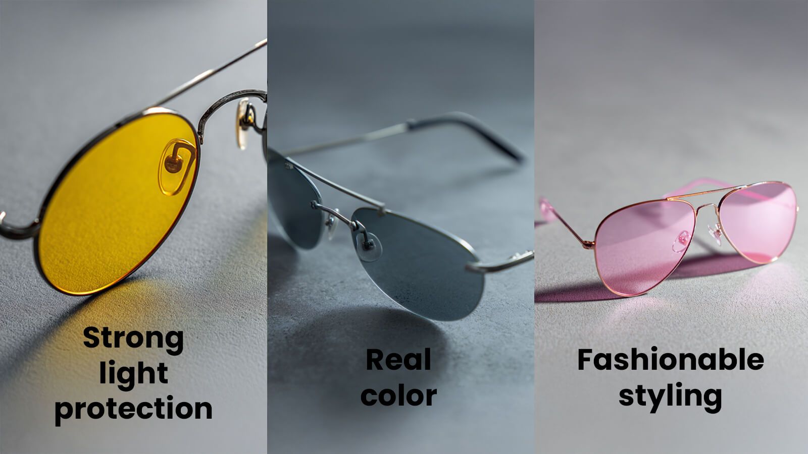 vooglam custom lens tint options featuring yellow and pink prescription tinted glasses