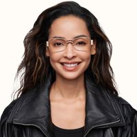 Nyame - Rectangle Gold Eyeglasses | Vooglam On Model 1