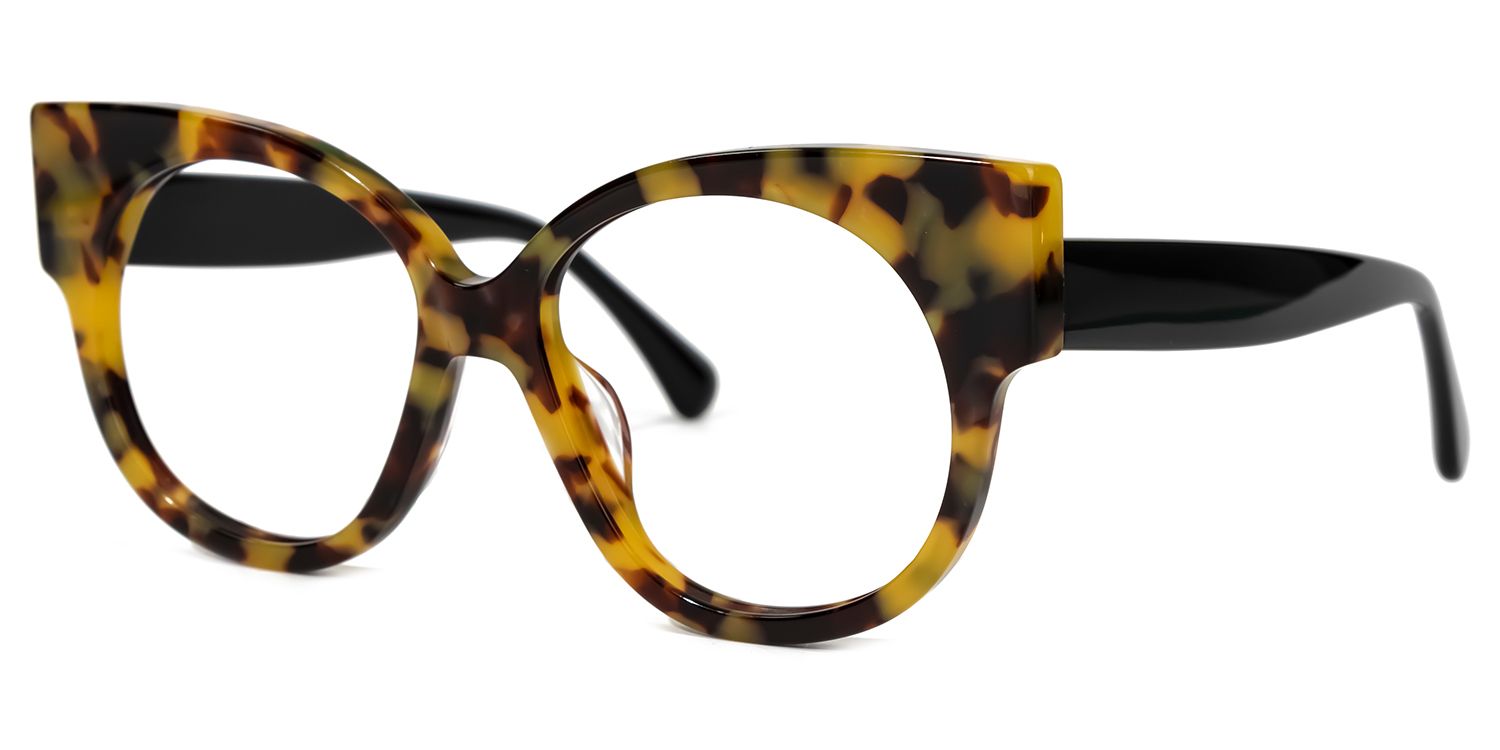 Kineks - Round Yellow/Tortoise Eyeglasses by Vooglam - Front View