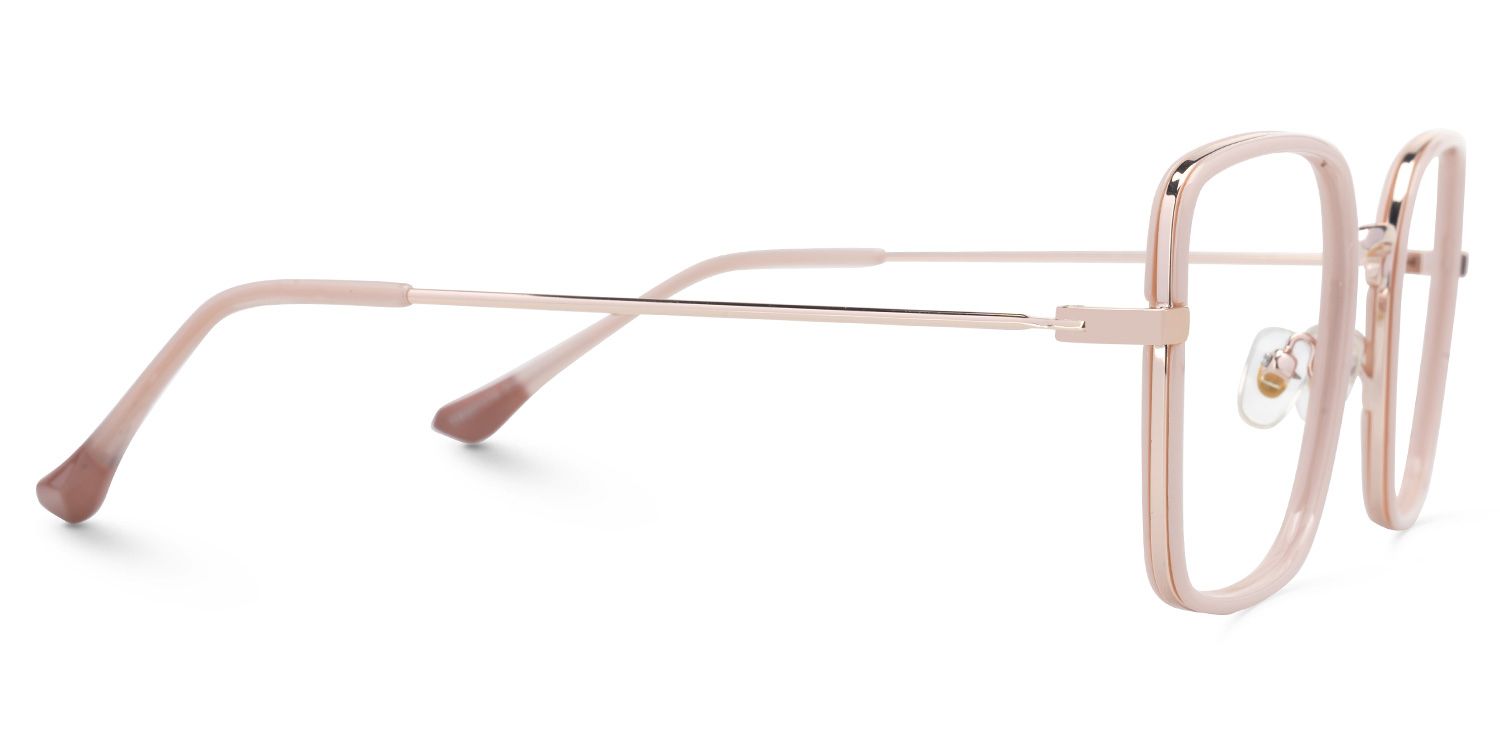 Faber - Square Champagne Eyeglasses by Vooglam - Product View 4