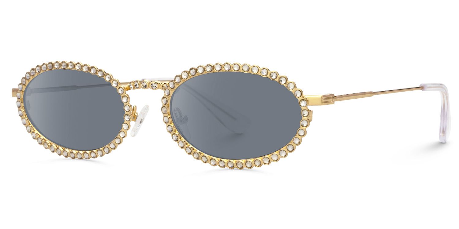 Fergie - Oval Gold Sunglasses | Vooglam Front View