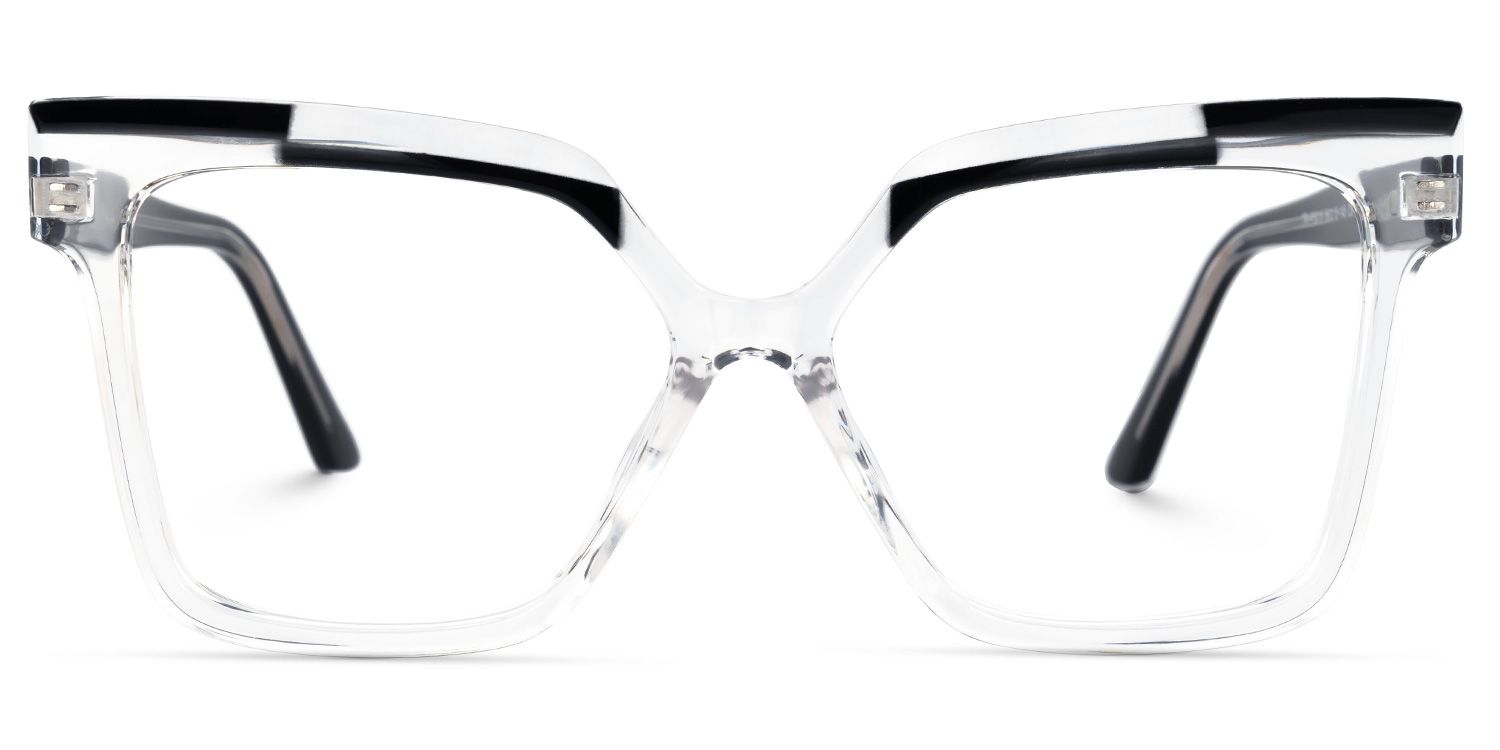 Istas - Square Crystal/Black Eyeglasses | Vooglam Angle View