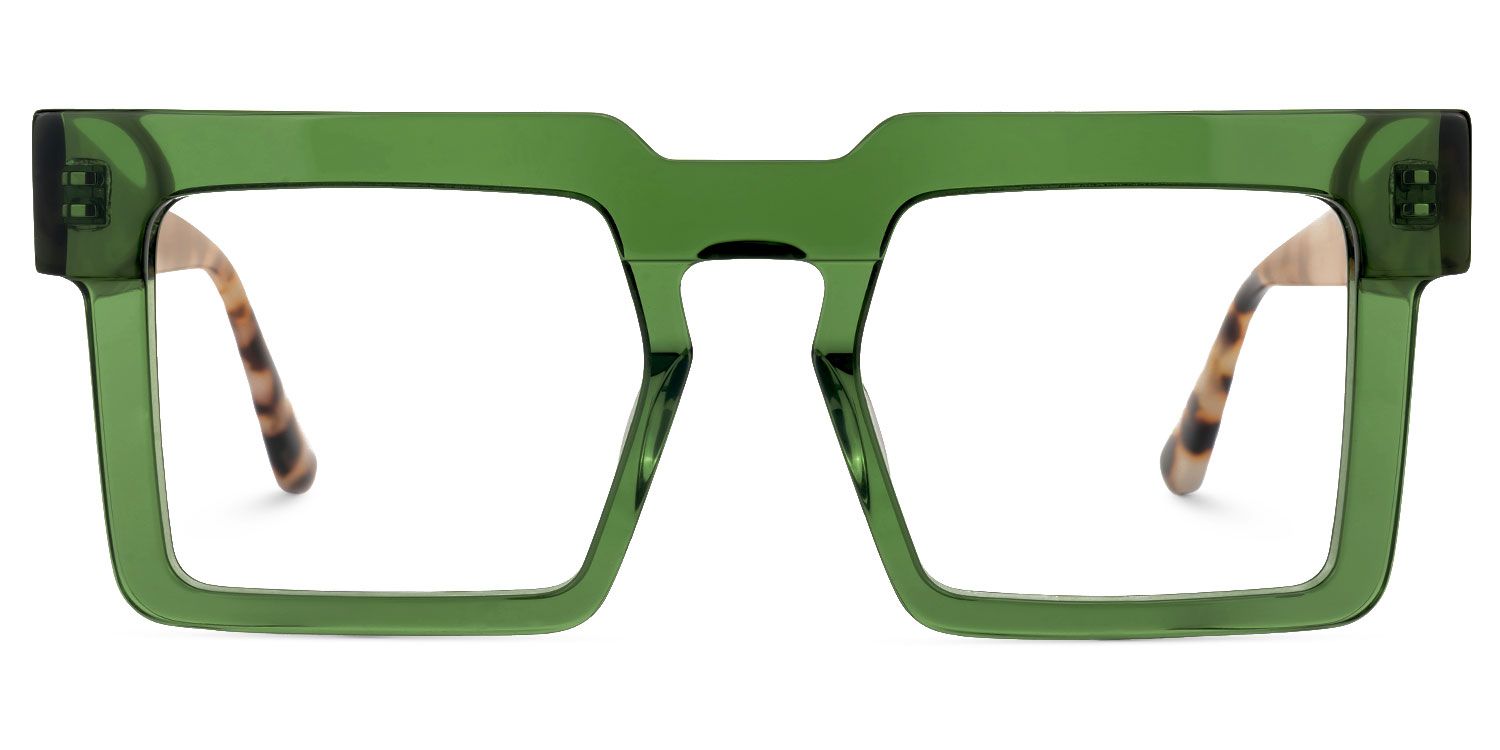 Elinoah - Square Green Eyeglasses | Vooglam Angle View