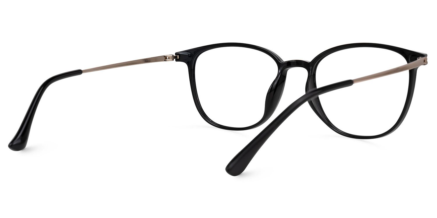 Ebony - Round Black Eyeglasses | Vooglam Side View