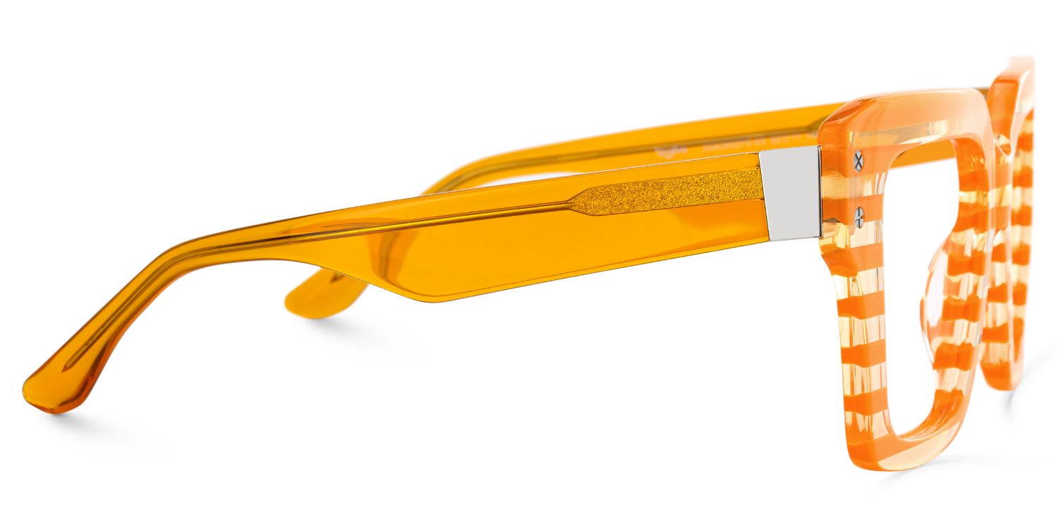 Azania - Square Orange Eyeglasses by Vooglam - Product View 4
