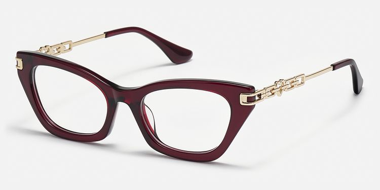 Siren-Dark Red Burgundy Rectangle Cateye Glasses by Vooglam