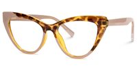 Calah - Cat Eye Yellow/Tortoise Eyeglasses | Vooglam Front View