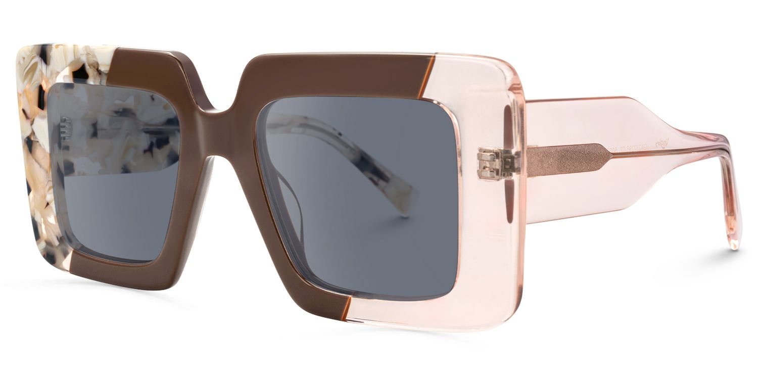 Valora - Square Brown Sunglasses | Vooglam Front View