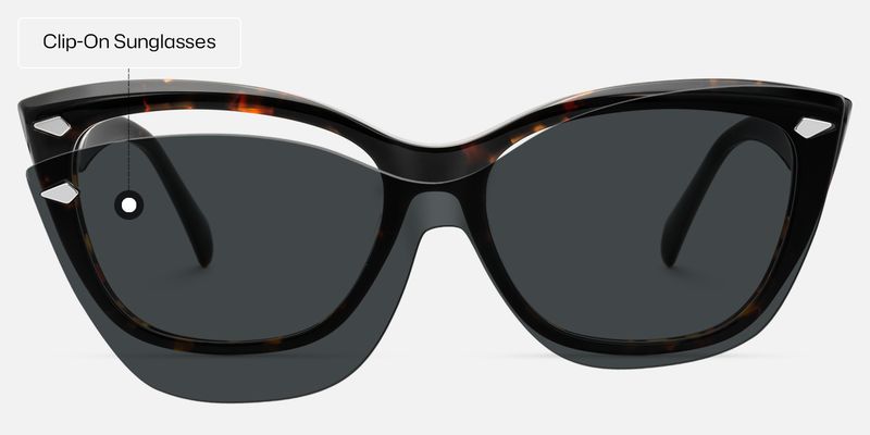 Fineen - Cat Eye Tortoise Clip-on Sunglasses | Vooglam