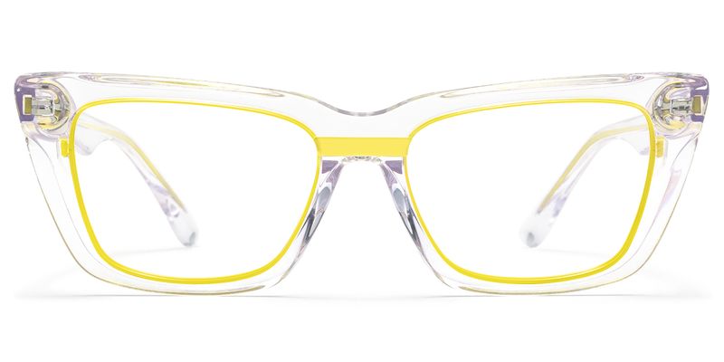 Axiom - Rectangle Yellow Eyeglasses | Vooglam