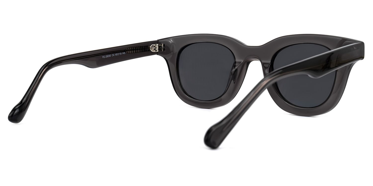 Dehateh - Round Grey Sunglasses | Vooglam Side View