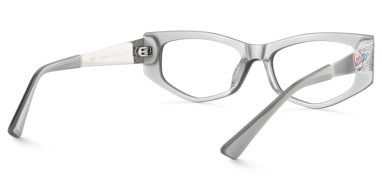 Tahiya - Geometric Grey Eyeglasses | Vooglam Side View