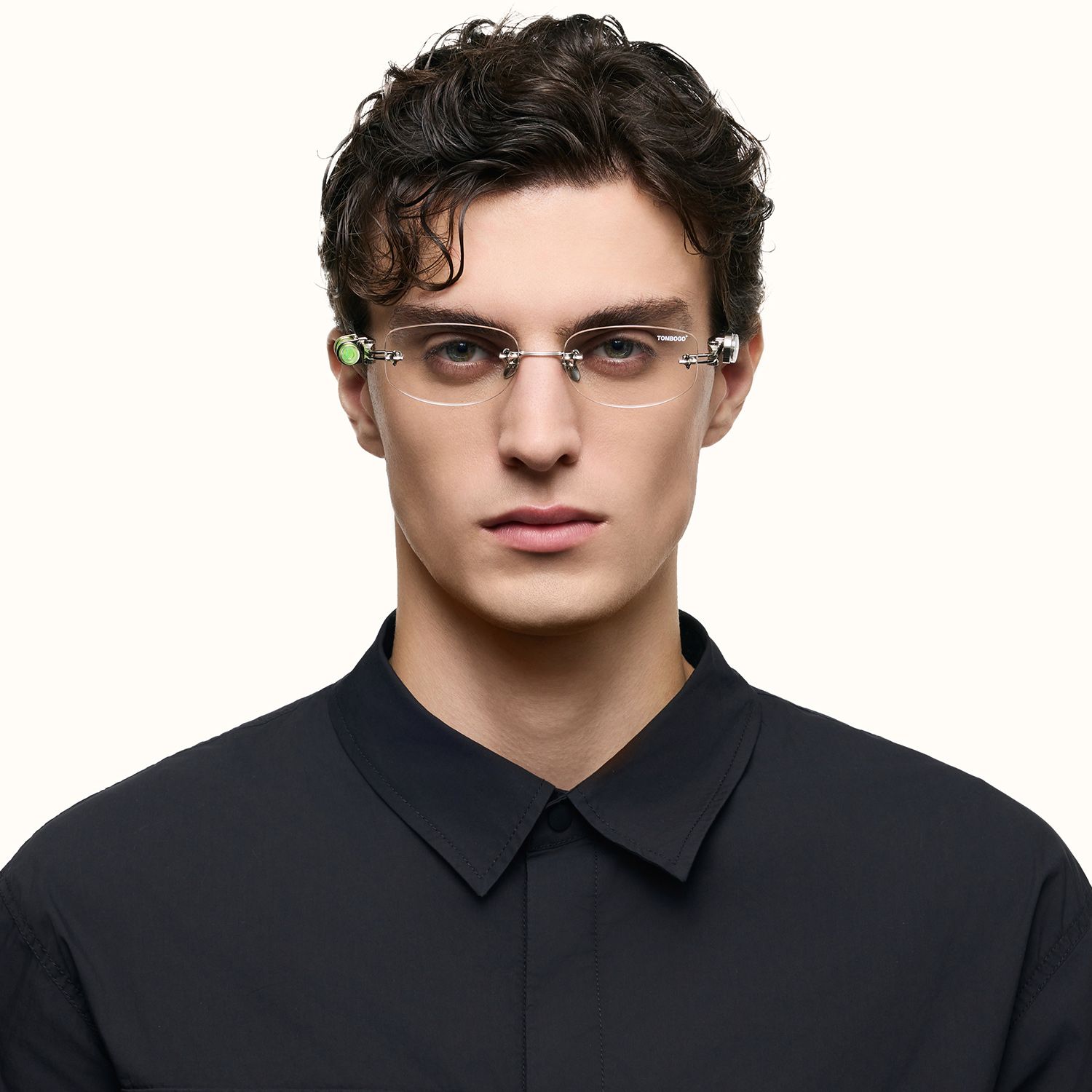 The Utilitarian - Silver Level Compass Glasses | Vooglam On Model 2