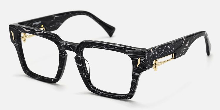 Stiletto - Black Marbled Glasses with Sword Deco | Vooglam