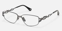 Spine - Geometric Metal Grey Eyeglasses | Vooglam Front View
