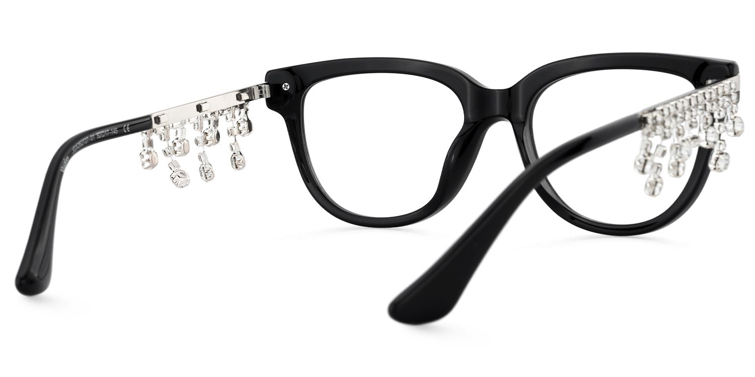 Reverie - Cat Eye Black Eyeglasses | Vooglam Side View