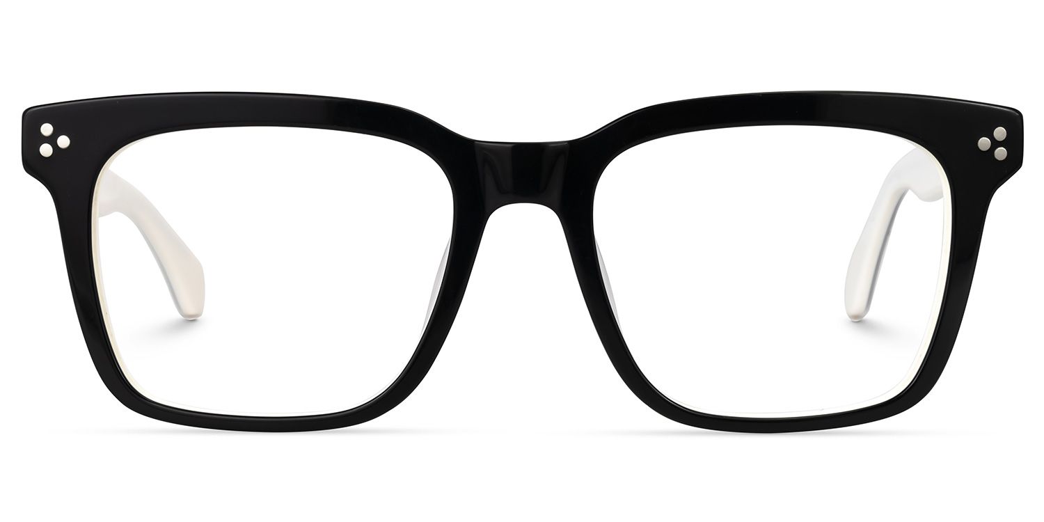 Derora - Rectangle Black/White Eyeglasses | Vooglam Angle View