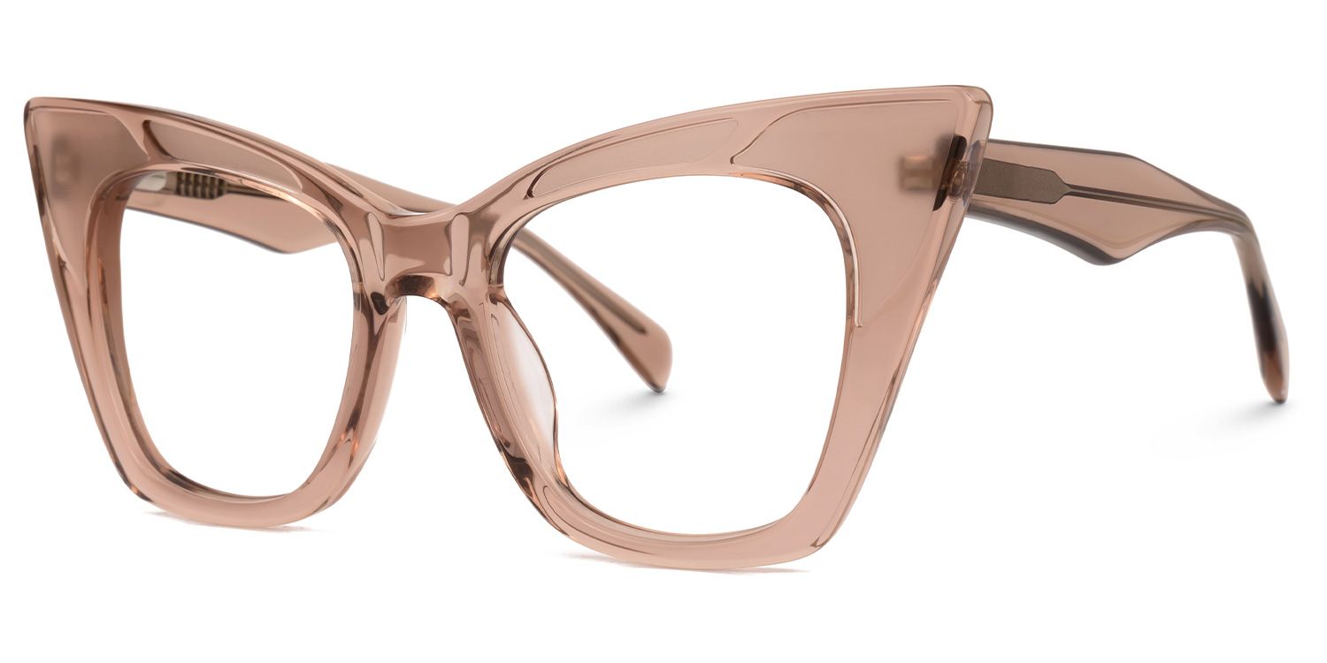 Aelius - Cat Eye Brown Eyeglasses | Vooglam Front View