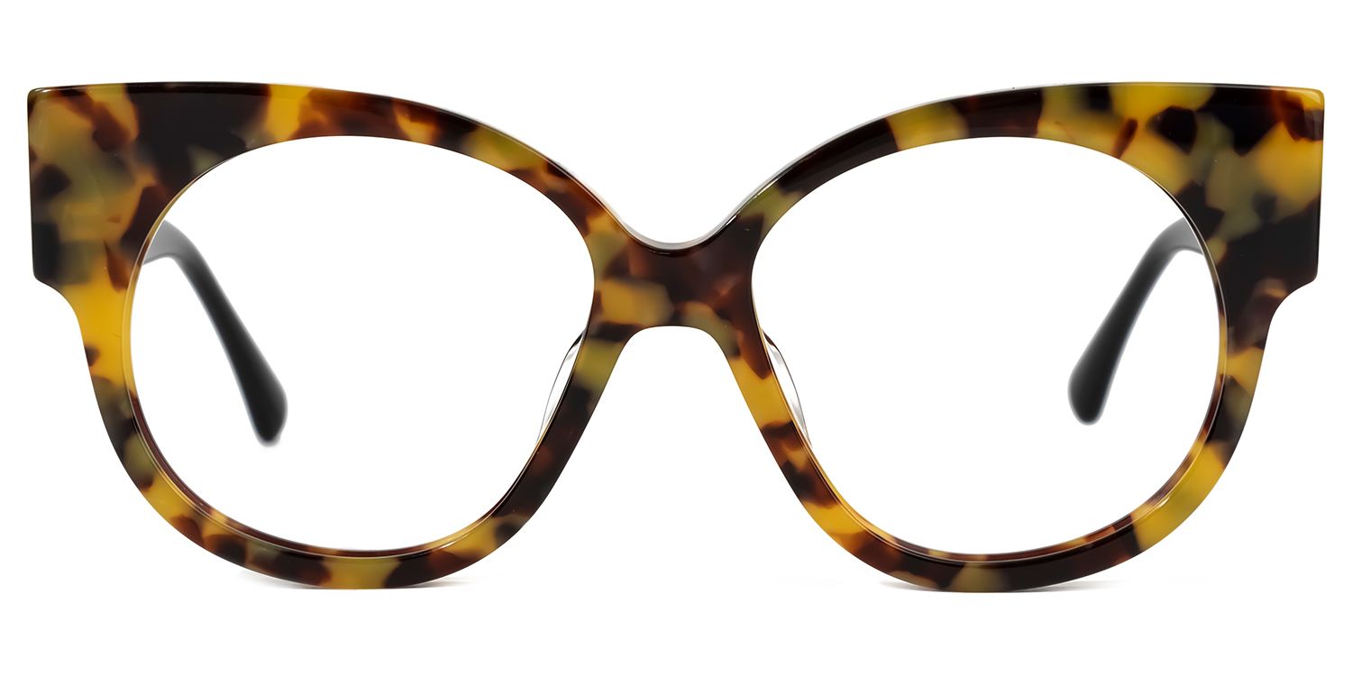 Kineks - Round Yellow/Tortoise Eyeglasses by Vooglam - Angle View