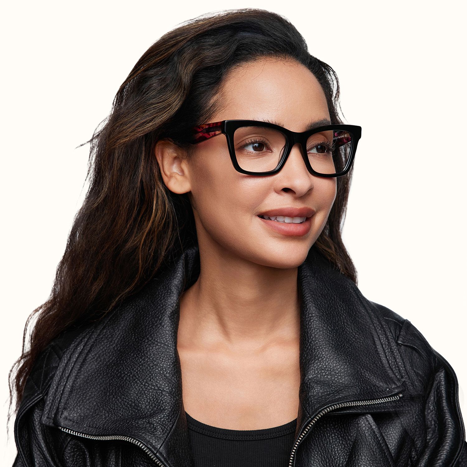 Vibranium - Rectangle Black Eyeglasses | Vooglam On Model 2