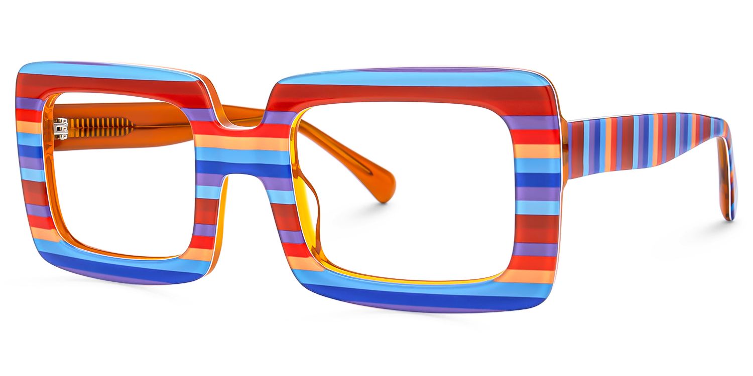 Jackie - Rectangle Multicolor Eyeglasses | Vooglam Front View