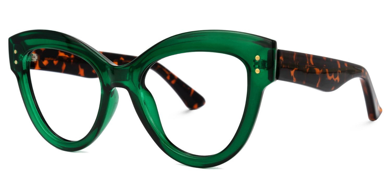 Samson - Cat Eye Green Eyeglasses | Vooglam Front View