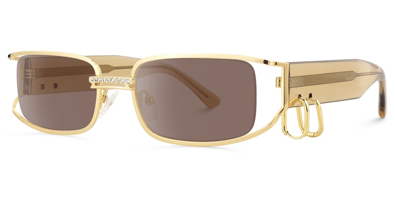 Riff - Rectangle Gold Sunglasses