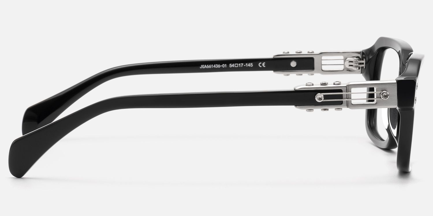 Anacortes - Silver Black Guitar Temple Glasses | Vooglam Side View