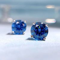 Endearing Sapphire Blue Round Pierced Earrings | Vooglam On Model 2