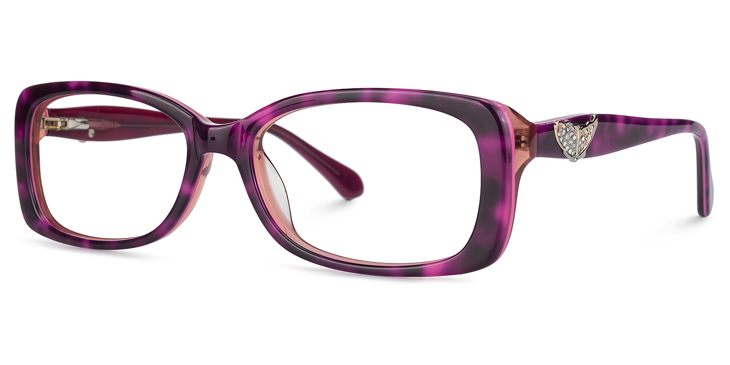 Elida - Rectangle Purple/Tortoise Eyeglasses | Vooglam Front View