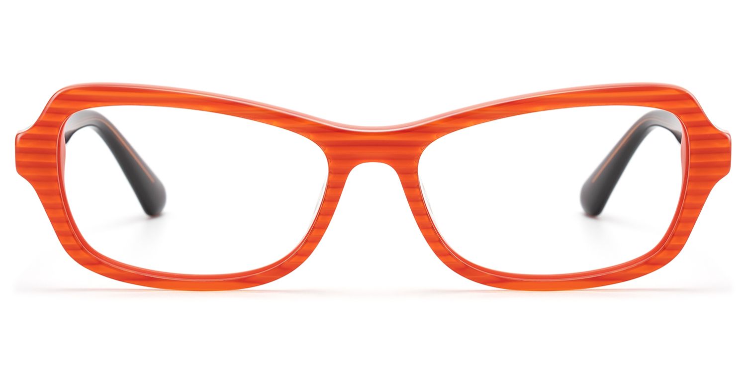 Pop - Bright Orange Striped Bug Eye Glasses by Vooglam Product Details 1