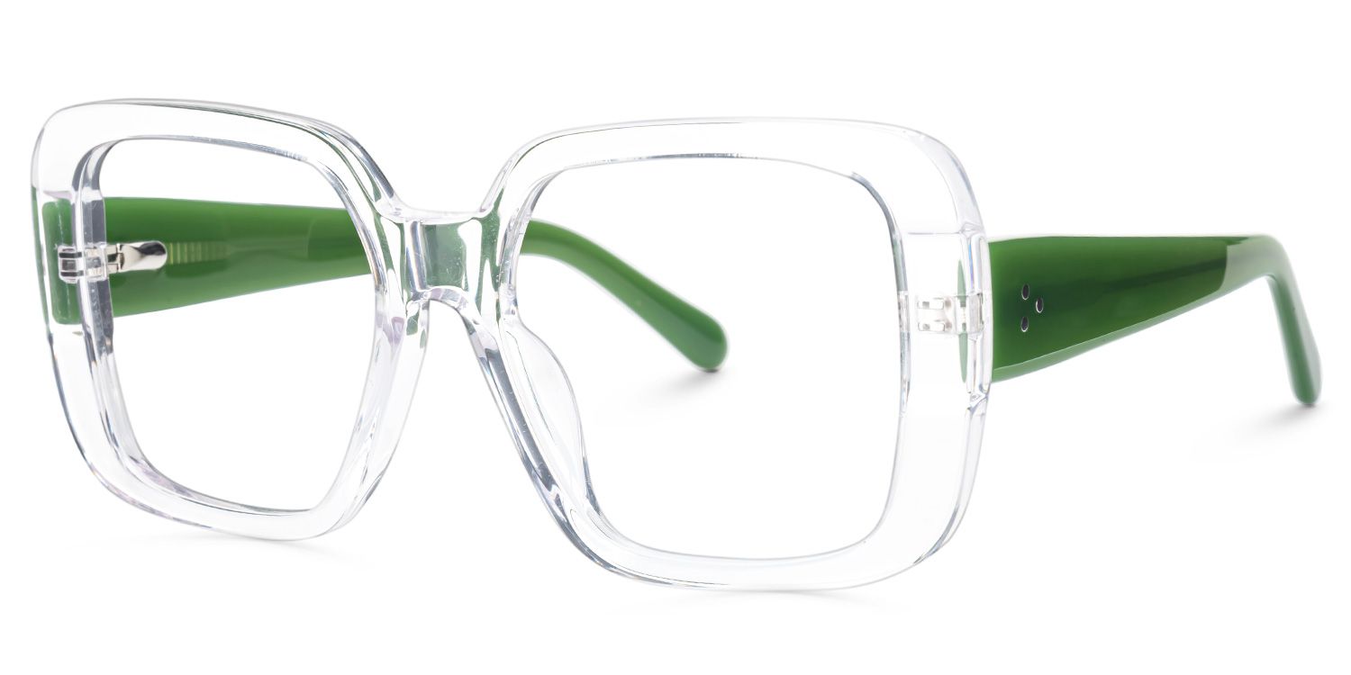 Emiliya - Square Crystal Eyeglasses | Vooglam Front View
