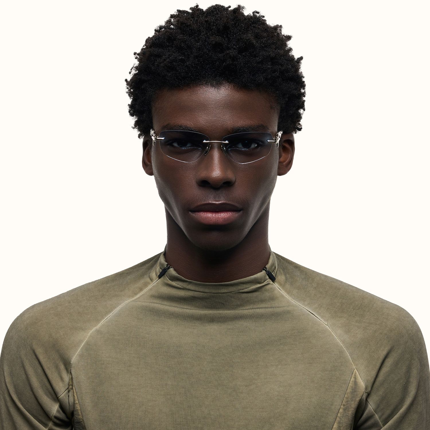 The Decoder - Gradient Blue Tinted DNA Glasses | Vooglam On Model 2