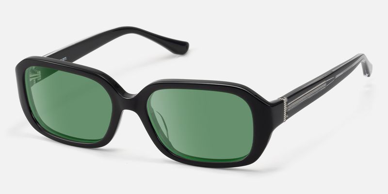 Mies - Industrial Black Green Tinted Sunglasses | Vooglam