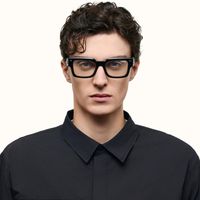 The Programmer - Rectangle Black Eyeglasses | Vooglam On Model 2
